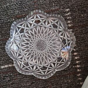 Fostoria Avon Cut Glass Starburst Scalloped Trinket Dish 1970's